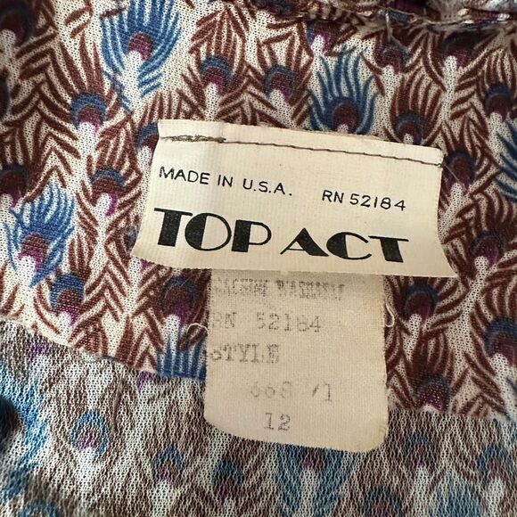 Vintage 70s Peacock Prairie Dress – Ruffle Collar & Statement Skirt - Picture 4 of 4